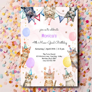 Invitation Fête des chats magiques pour les enfants d'anniver