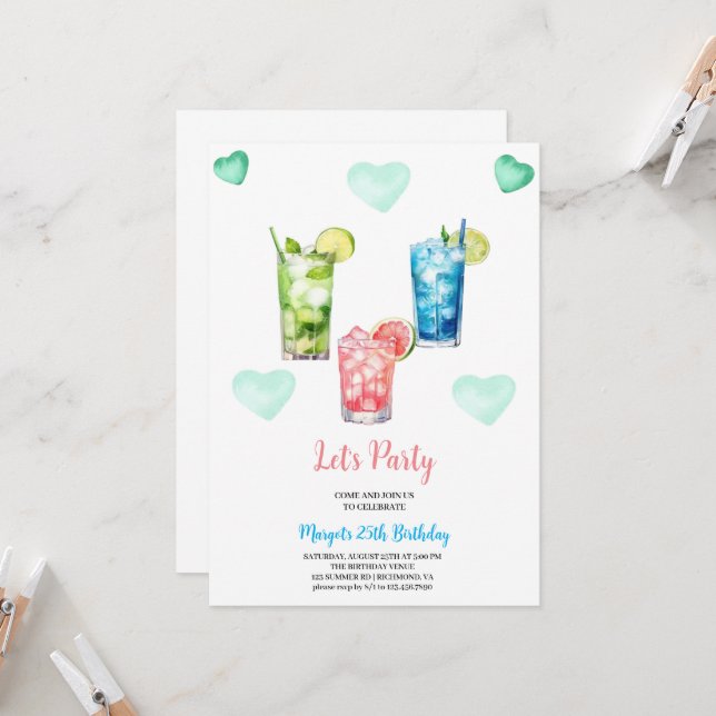 Invitation fête des cocktails tropicaux (Devant/Arrière en situation)