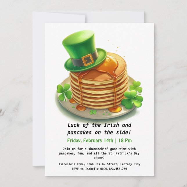 Invitation Fête des crêpes de la Saint-Patrick – Shamrockin' (Devant)