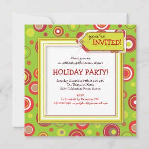 Invitation Fête des Dot Polka Rouge et Vert