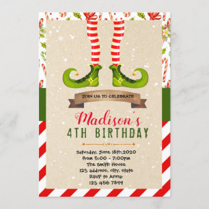 Invitation Fête des elfes de Noël