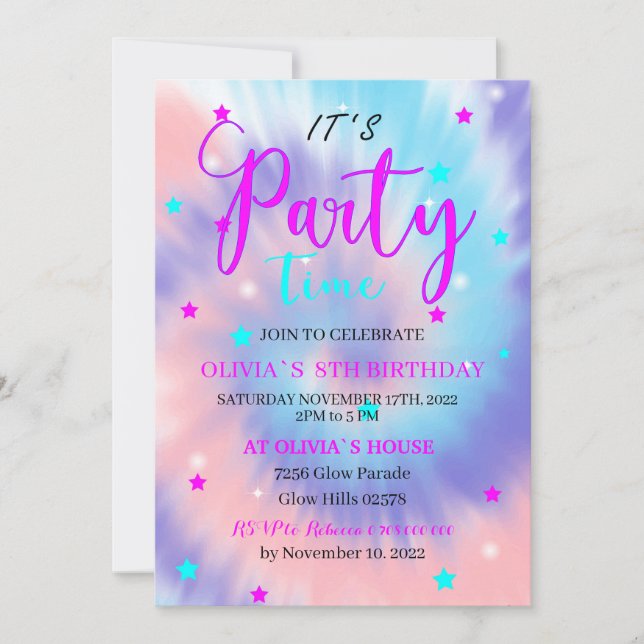 Invitation Fête des enfants à l'occasion d'un anniversaire. (Devant)