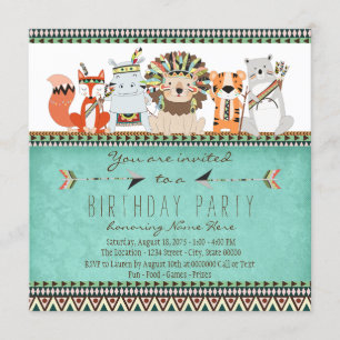 Invitation Fête des enfants d'animaux tribaux
