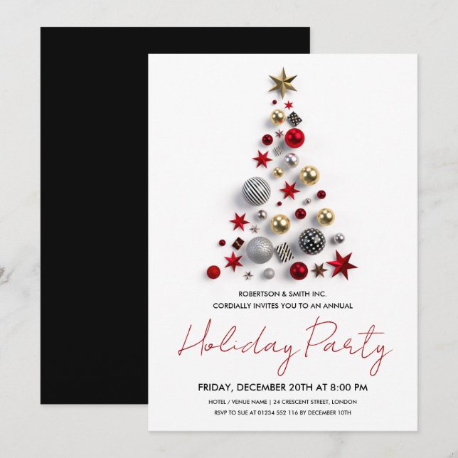 Invitation Fête des fêtes de l'arbre de Noël d'entreprise mod (Devant / Derrière)
