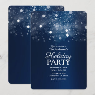 Invitation Fête des Fêtes de l'Argent bleu d'hiver
