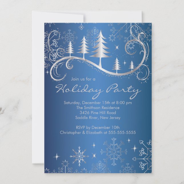 Invitation Fête des Fêtes de Noël Chic Snowflakes (Devant)
