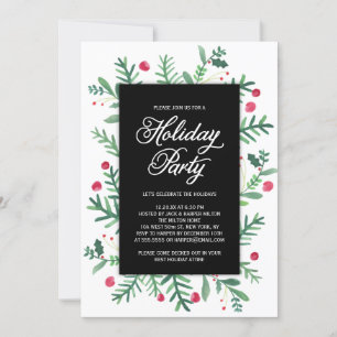 Invitation Fête des Fêtes du Foliage d'hiver Watercolor Invit