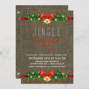Invitation Fête des fêtes Jingle jusqu'à Rustic Burlap