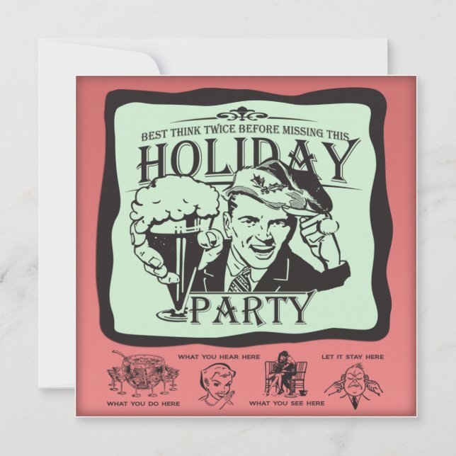 Invitation Fête des Fêtes Rétro Amusante ! (Devant)