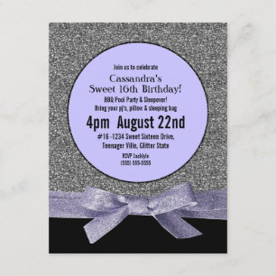 Invitation Fête des filles de la Parties scintillant Silver a