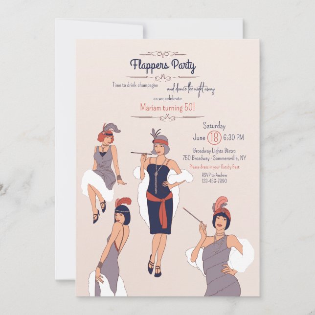 Invitation Fête des Flappers (Devant)