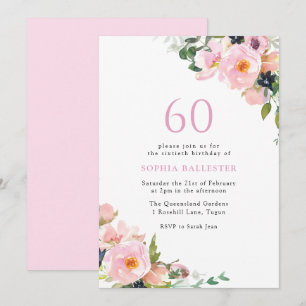 Invitation Fête des Fleurs Roses Vides 60e anniversaire