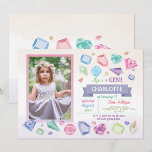 Invitation Fête des Gemmes d'anniversaire Crystals Girl's Pas