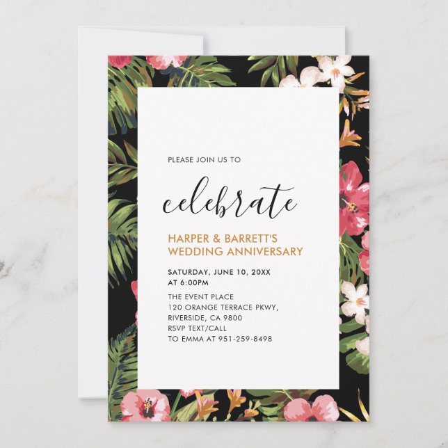 Invitation Fête des Mariages tropicaux modernes (Devant)