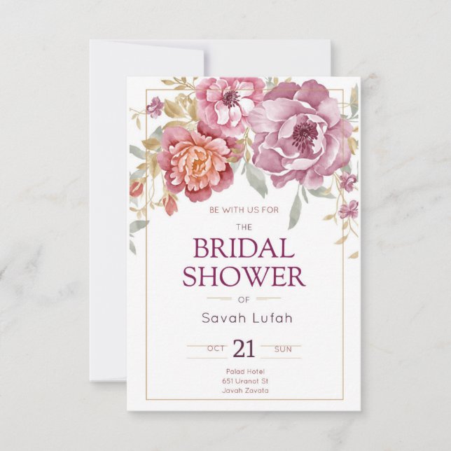 Invitation Fête des mariées à fleur de papier semi-brillant (Devant)