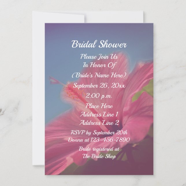 Invitation Fête des mariées à fleurs d'Hibiscus rose (Devant)