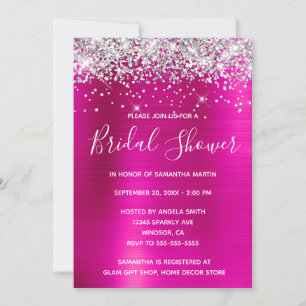 Invitation Fête des mariées à huile rose chaud Parties scinti