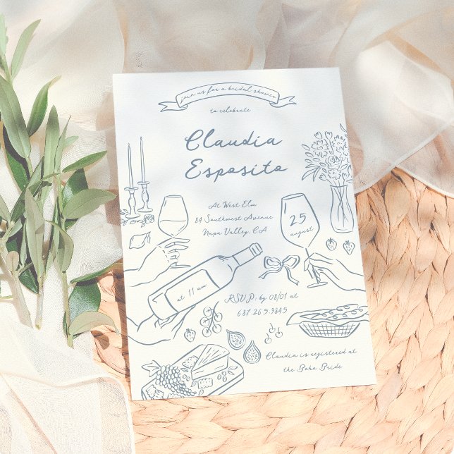 Invitation Fête des mariées à main lunaire illustrée (Créateur téléchargé)
