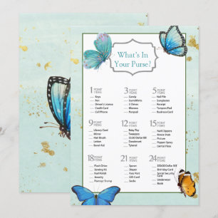 Invitation Fête des mariées à papillon bleu Turquoise chic