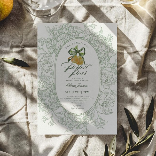 Invitation Fête des mariées à poires parfaites à poires flora (Créateur téléchargé)