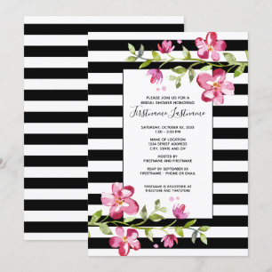 Invitation Fête des mariées à rayures d'aquarelle peinte