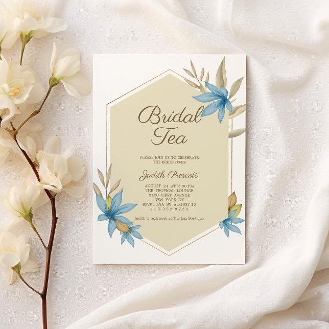 Invitation Fête des mariées à thé floral pastel or (Gold pastel floral bridal tea party Bridal Shower Invitation)