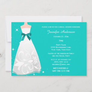 Invitation Fête des mariées à thème bleu Aqua