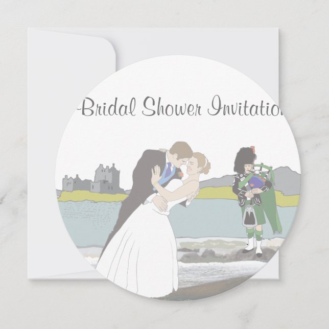 Invitation Fête des mariées à thème écossaise, Mariage celtiq (Devant)