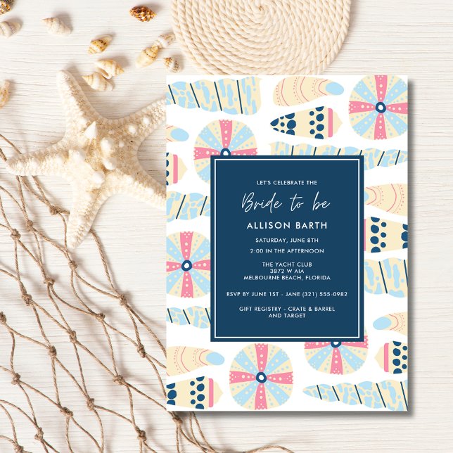 Invitation Fête des mariées à thème sur la plage (Beach Themed Bridal Shower Party Invitation)