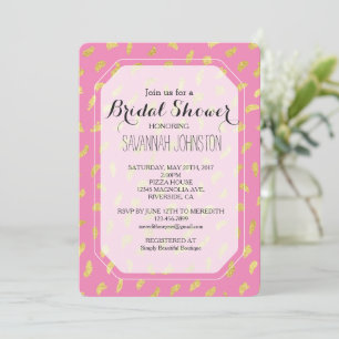 Invitation Fête des mariées Abstraite dorée rose