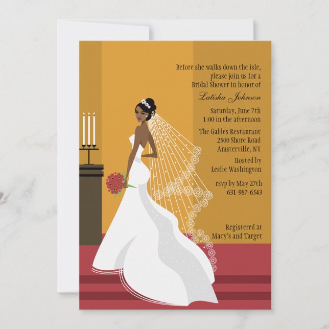 Invitation Fête des mariées afro-américaine de mariée glamour (Devant)