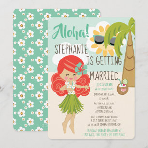 Invitation Fête des mariées Aloha Luau