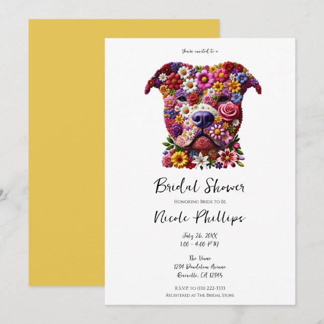Invitation Fête des mariées Amoureux des chiens de la face de (Devant / Derrière)