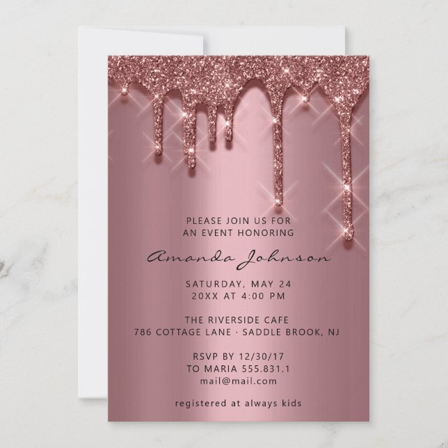 Invitation Fête des mariées Anniversaire 16e Gold 3D Rose de  (Devant)