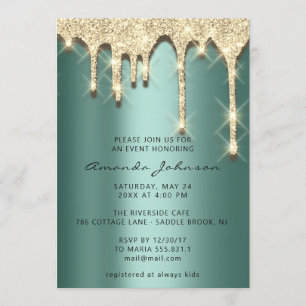 Invitation Fête des mariées Anniversaire 16e Gold 3D Vert