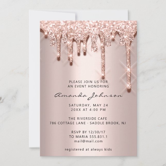 Invitation Fête des mariées Anniversaire 16e Rose Parties sci (Devant)