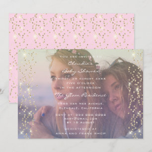 Invitation Fête des mariées Anniversaire Pink Gold Confetti O