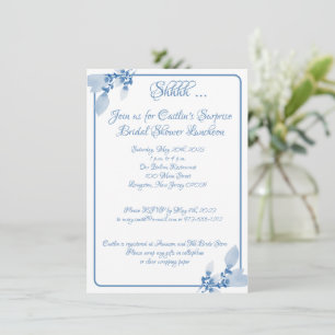 Invitation Fête des mariées, Aquarelle bleu contour
