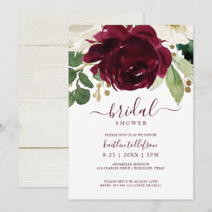 Invitation Fête des mariées Aquarelle Bouquet Vin Bourgogne