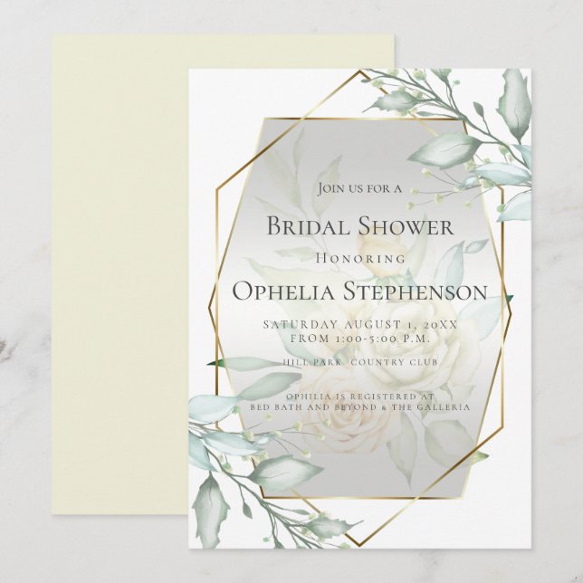 Invitation FÊTE DES MARIÉES | Aquarelle Ivoire Jaune Blush Ro (Devant / Derrière)