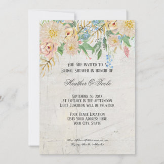 Invitation Fête des mariées Aquarelle moderne BOHO Marbre fle