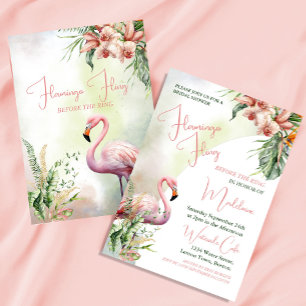 Invitation Fête des mariées Aquarelle Tropicale Flamant rose