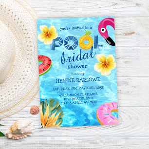 Invitation Fête des mariées aquatique tropicale