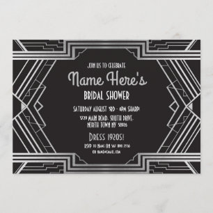 Invitation Fête des mariées Art déco des années 1920 Gatsby S