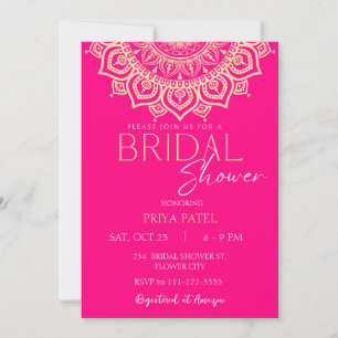 Invitation Fête des mariées asiatique Mandala indienne Mehndi