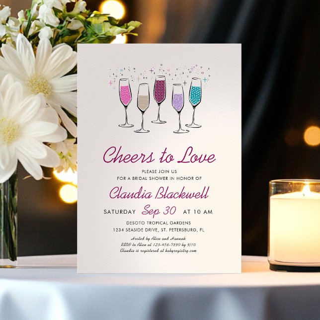 Invitation Fête des mariées au champagne pour l'amour (Créateur téléchargé)