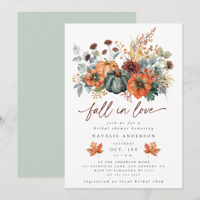 Invitation Fête des mariées automne élégante (Devant / Derrière)