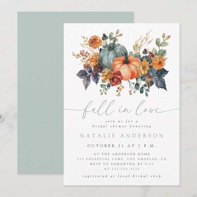 Invitation Fête des mariées automne élégante (Devant / Derrière)