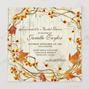 Invitation Fête des mariées automne Feuilles d'automne Wreath