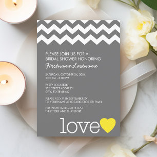 Invitation Fête des mariées aux chevrons et au coeur modernes